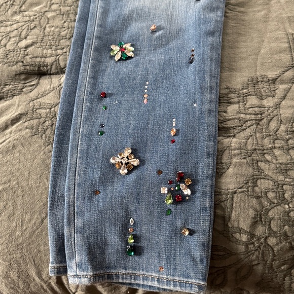 Chico's Blue Embellished Straight Leg Jeans - Picture 2 of 2